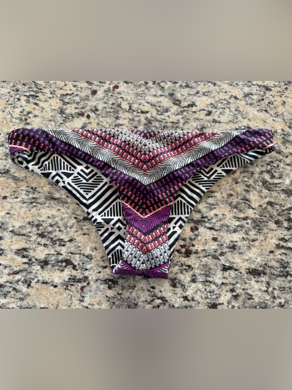 Geometric Print reversible bikini Bottom in Black, White & Purple by roxy small